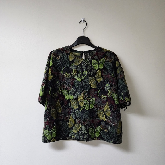 Valentino Cropped Butterfly Lace Shirt US 6 - Picture 2 of 11